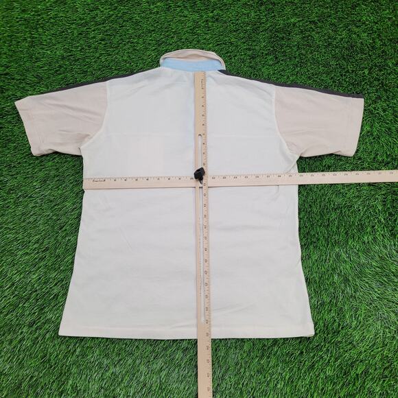 Vintage 90s MOD Disco Polo Shirt S/M 19x25 Ivory Hippie USA - Picture 3 of 12
